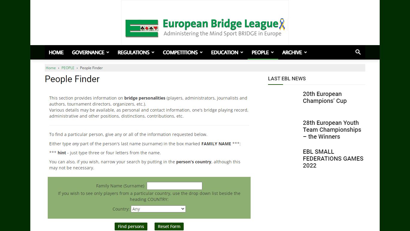 People Finder | European Bridge League